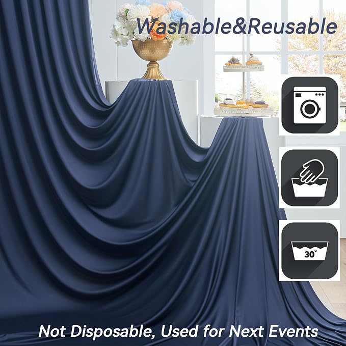 50ft×12ft Wrinkle Free Navy Blue Backdrop Curtain - Image 7