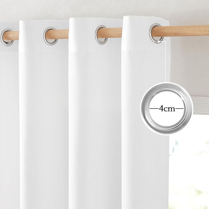 NICETOWN White Linen Kitchen Window Curtains Over Sink, Grommet Thick Linen - Image 2