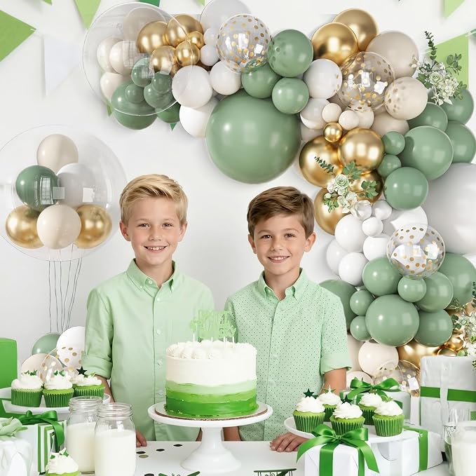 152Pcs Sage Green White Gold Balloons Arch Garland Kit | Different Sizes 18 12 - Image 4