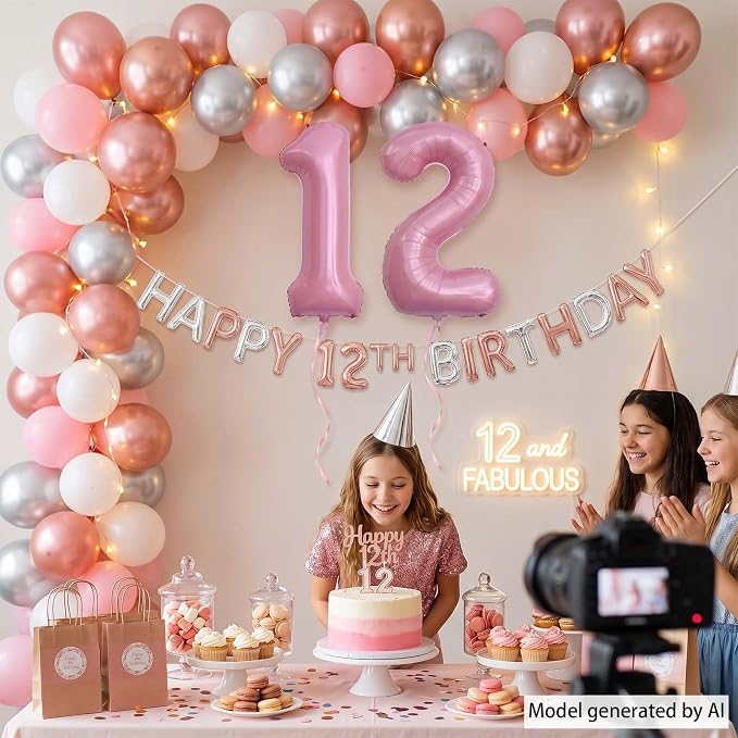 Pearlescent Pink Number 12 Balloon 40 Inch, Shiny Foil - Image 7