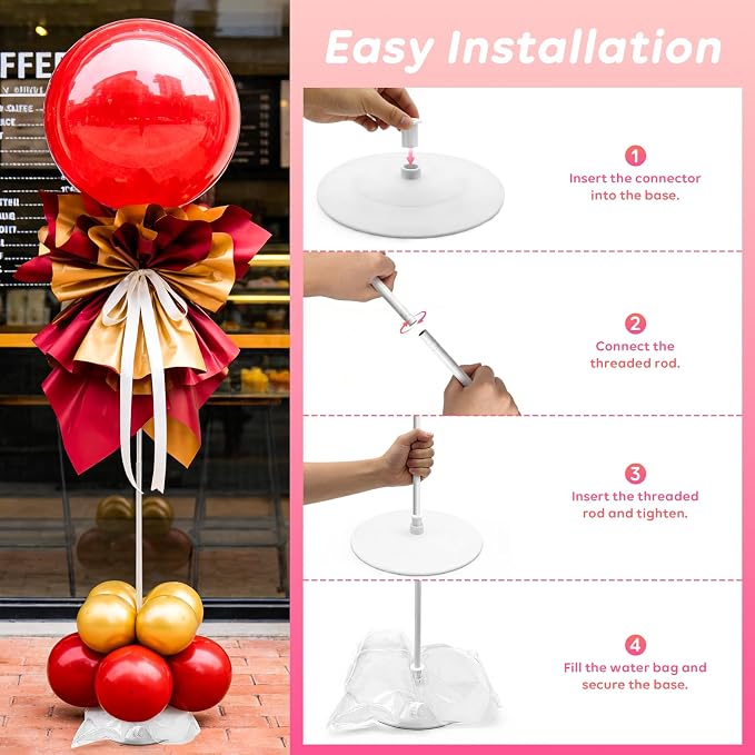 Balloon Column Stand Set of 4, Adjustable 15-79 Inch Metal Spiral Balloon Tower - Image 5