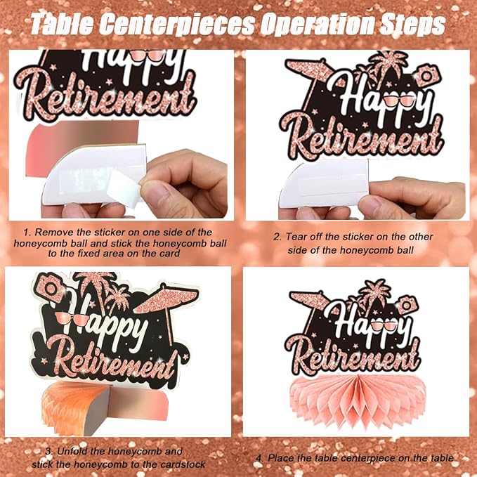 Happy Retirement Party Decorations Men Women, Rose Gold Retirement Party - Image 6