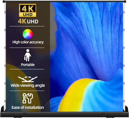 Portable Tab-Tension Matte White Manual Pull Up Projector Screen,178°Viewing Angle Movie Screen,Outdoor Projector Screen Wrinkle-Free Design for Backyard Movie Night(100 in/16:9)