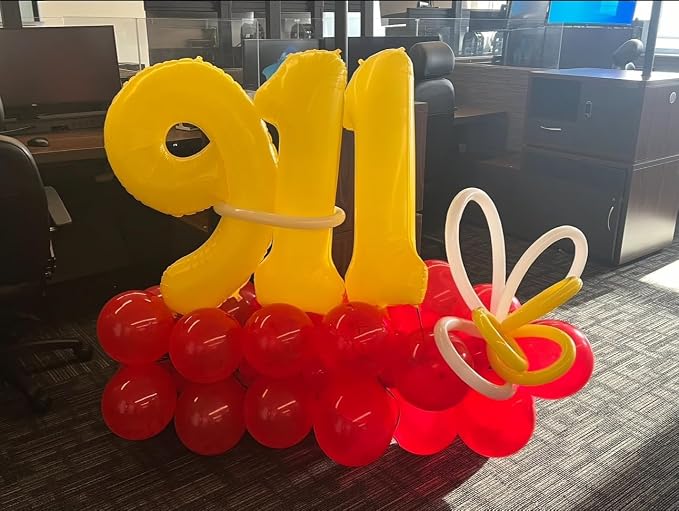 8 Balloon Numbers Birthday Decorations, 40In Yellow Balloons - Image 4