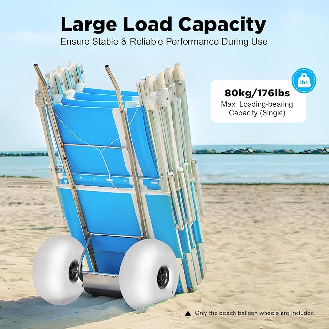 2 Pack 16" Balloon Wheels Beach Cart Tires, Replacement Big Beach Sand Tires - Image 3
