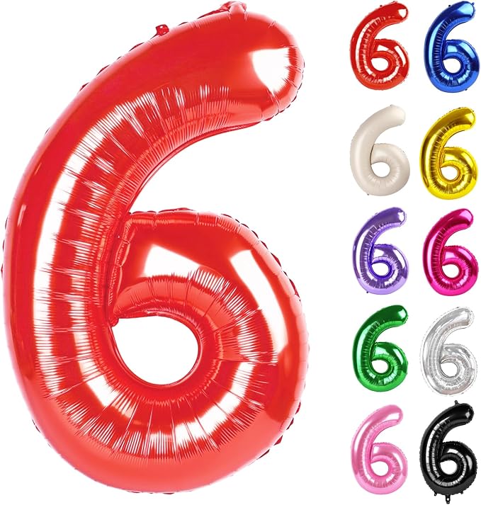 Red Number 6 Balloon 40 Inch by IWERP