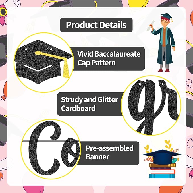 Congrats Decorations – Graduation Party Banner Set - Image 3