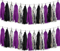 Purple Black and Silver Tassel Garland Banner, 20 Pack Paper Tassels Streamers by SIPRKAICT