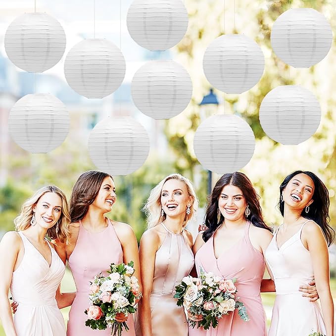White Chinese Paper Lanterns Japanese Round Shape Hanging Ceiling - Image 6