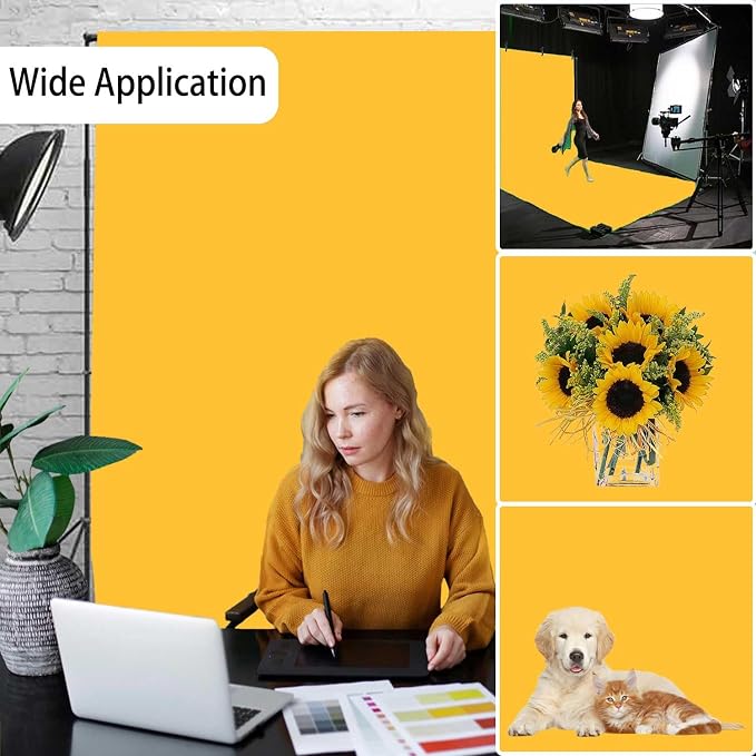 Yellow Photography Backdrop for Photoshoot, Fabric 8x10ft | Versatile Studio - Image 3