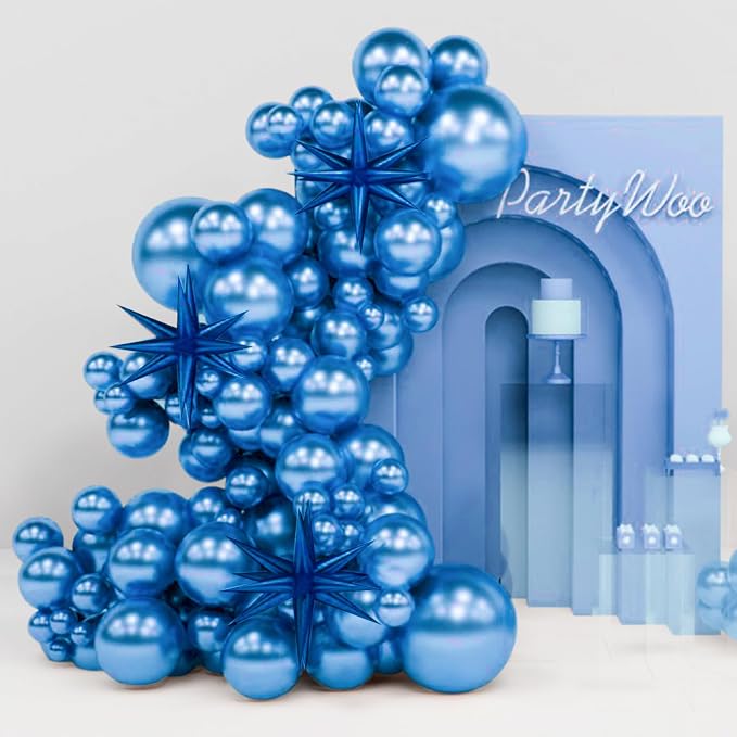 PartyWoo Metallic Blue Star Spike Navy Balloons 110pcs Different Sizes | 18 12 by PartyWoo