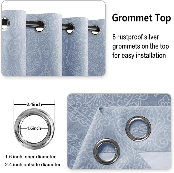 DWCN Extra Wide Ombre Room Darkening Blackout Curtains - Image 3