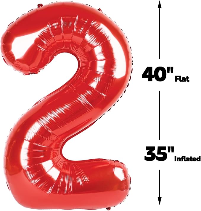 Red Number 2 Balloon 40 inch, Balloon numbers party supplies, deco photo shoot - Image 2