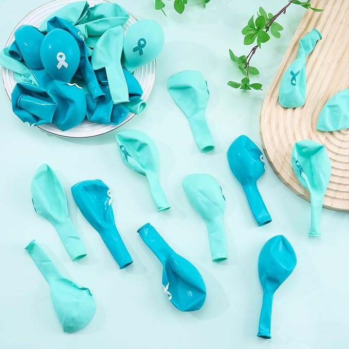 100 Pcs Ovarian Cervical Cancer Awareness Decorations, 12 Inch Teal Ribbon - Image 4