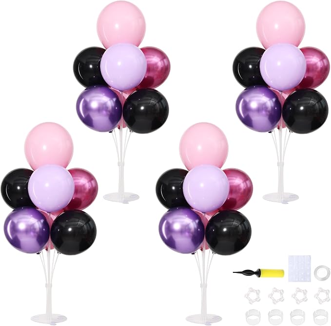 Pink and Purple Black Balloons Table Centerpieces Stand Kit by ZyloonDecoration