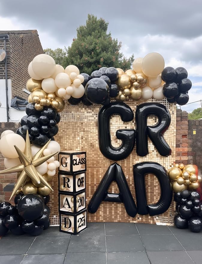 Black and Gold Balloon Arch Garland Kit, Star Foil Balloons - Image 5
