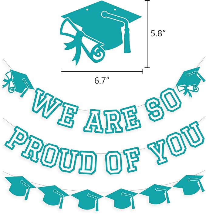 We Are So Proud Of You Banner Graduation Party Decorations Congrats Grad Cap - Image 2
