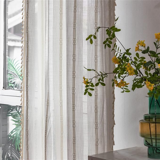 Sutuo Home Boho Curtain for Bedroom 84 Inch Length, Light Filtering Country - Image 6