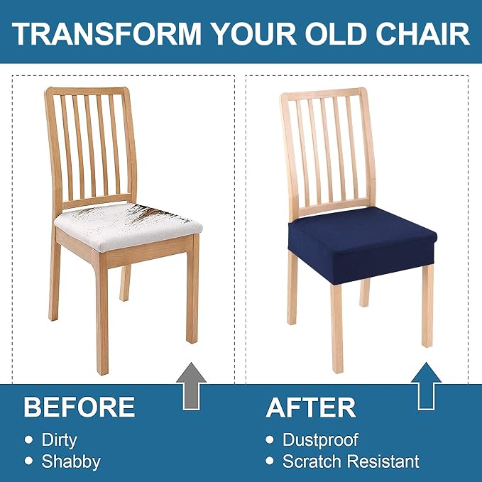 Smiry Waterproof Seat Covers for Dining Room Chairs, No Rear Covers | Stretch - Image 7