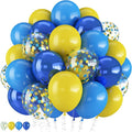 Blue and Yellow Balloons, 12 Inch Double Stuffed Chrome Royal Blue and Yellow by Froova