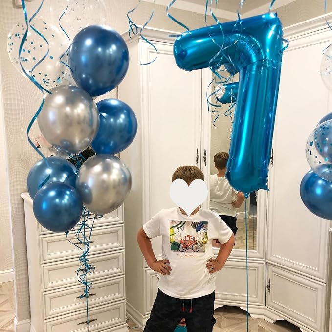 40 Inch Blue Number Balloon 7, Large Number Foil Balloons Mylar - Image 3