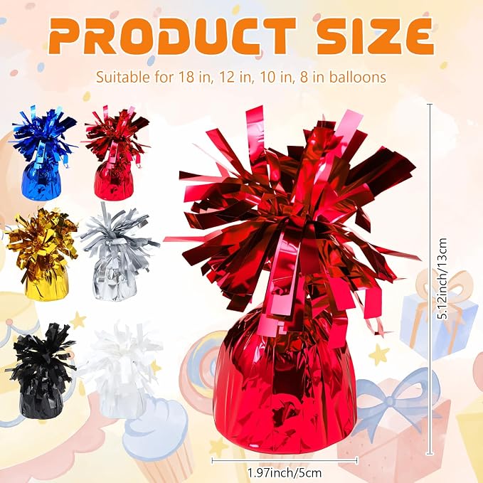 16 Pack Red Balloon Weights Metallic Holder Anchors Balloon Holder Weights - Image 2