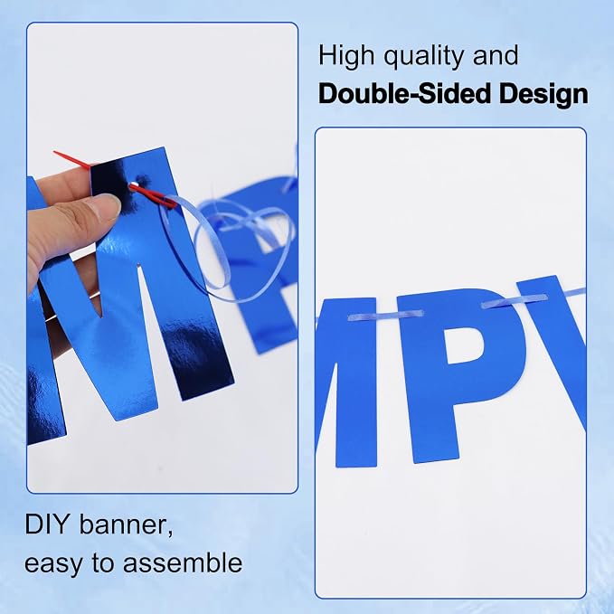BEISHIDA Double-sided Blue 116PCS A-Z DIY Letter Custom Banner Party Decor | - Image 3