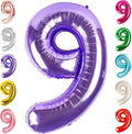9 Balloon Numbers Birthday Decorations, 40In Purple Balloons by Mluchee