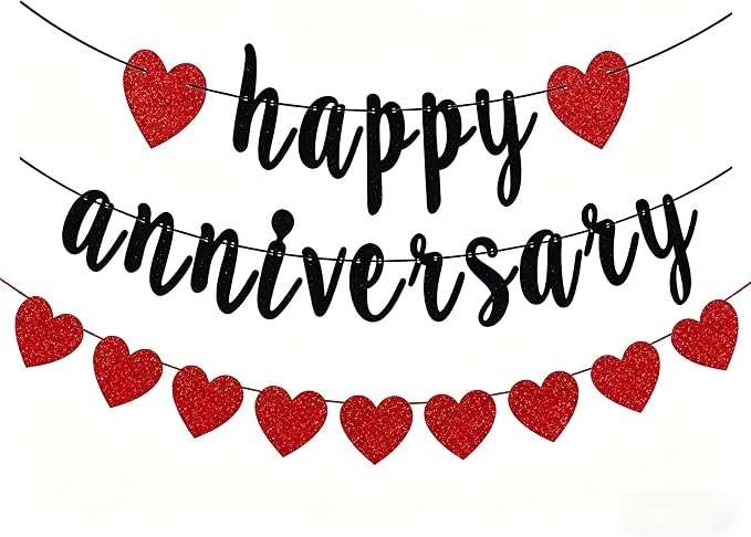 Happy Anniversary Banner, Glitter Paper and Cardstock, 6 ft Banner by Unknown