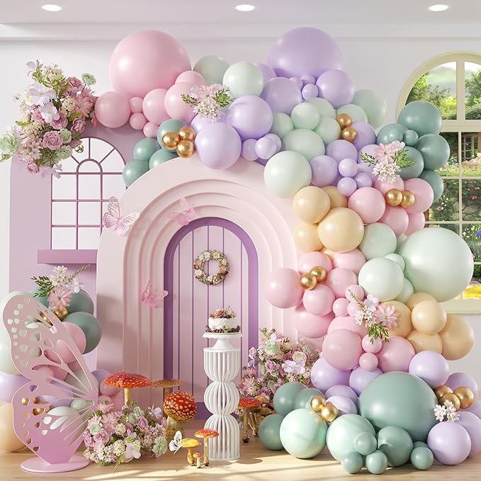 157pcs Pastel Pink and Purple Balloon Arch Garland Kit by Vicduotex