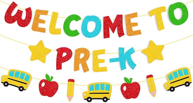Welcome to Pre-k Banner Happy First Day of Pre-k Theme Decorations | Welcome by Lonkisyl
