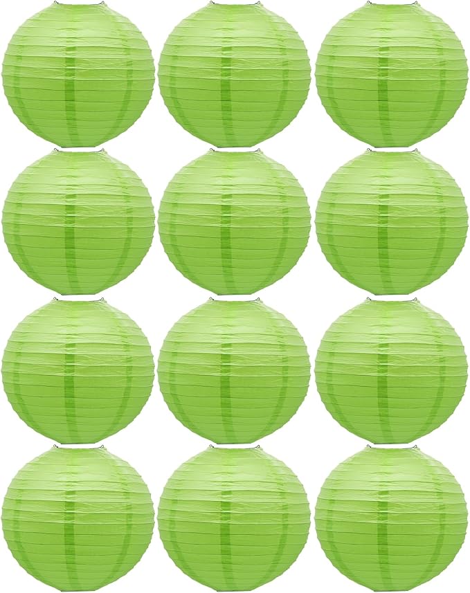 Sage Green Paper Lanterns Hanging Chinese Japanese Round Lanterns 8inch | Paper by BARTHEW