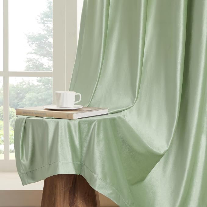 BULBUL Velvet Sage Green Blackout Curtains 63 inch - Image 6