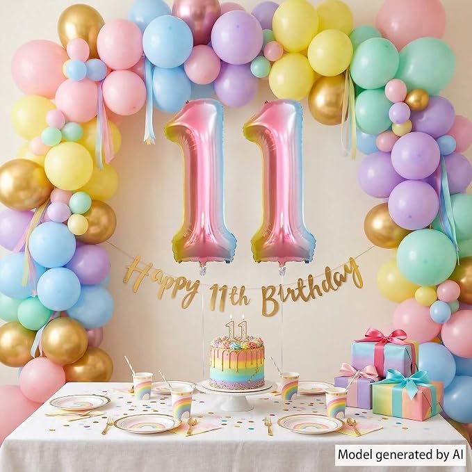 Rainbow Ombre Number 11 Balloon 40 Inch Pastel Foil - Image 3