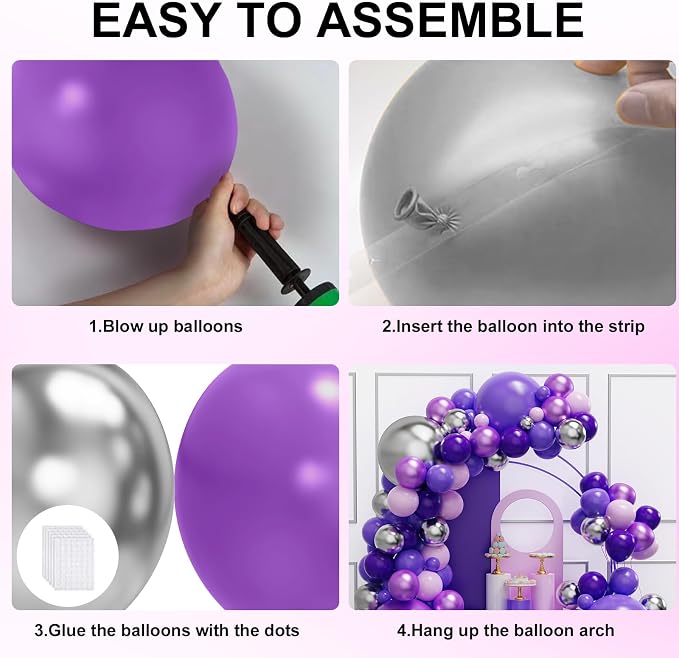 YMSZ Purple Balloon Garland Arch Kit, Baby Shower Decorations - Image 3