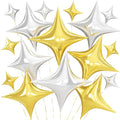 Gold Silver Star Balloons, 26 Inch and 10 Inch Gold Stars Shaped Balloon by BIAPIAN