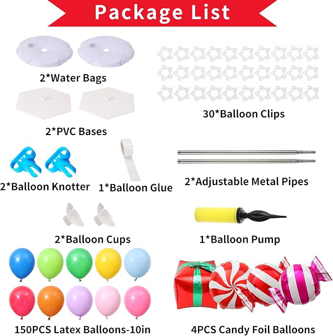 Rainbow Candy land Balloon Column Stand Kit Set of 2, 7 Feet Height Balloon - Image 3