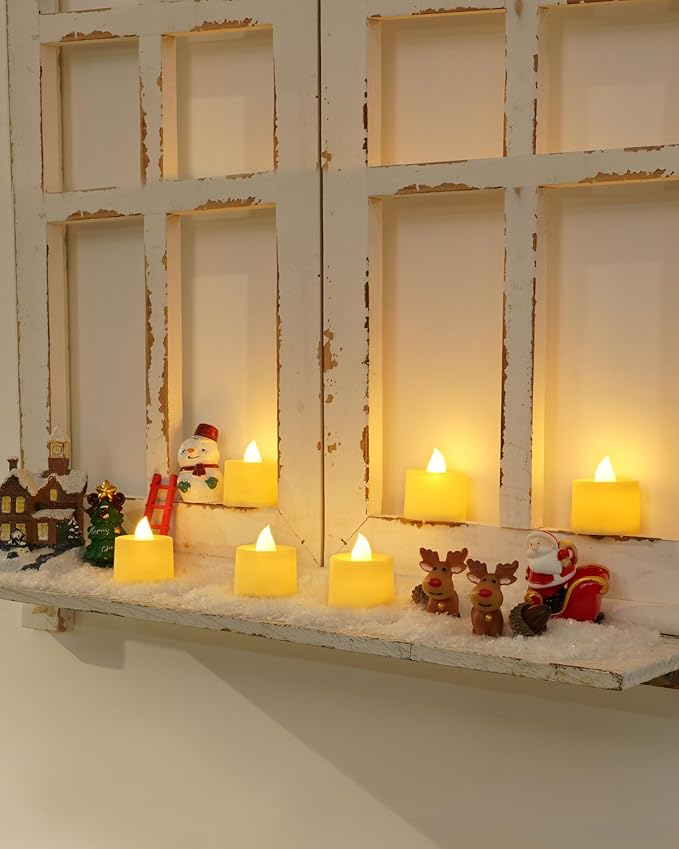 Amagic 50 Pack LED Tea Lights, Flameless Votive Candles, Lasting Electric Fake Small Candles, Battery Operated Tealights Candles for Halloween, Christmas, Home Decor, Wedding, Party, Festival (Ivory)