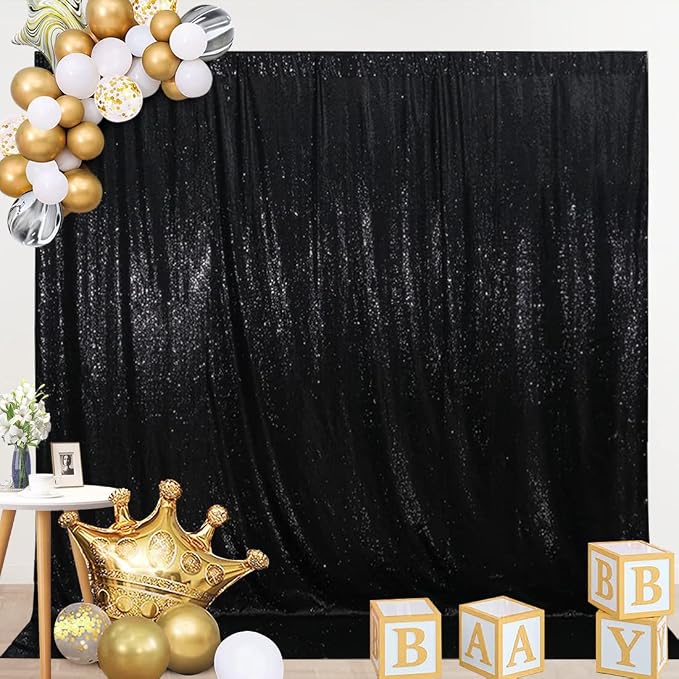 SquarePie 6x8ft Black Sequin Backdrop, High Density Non-Transparent Glitter - Image 7