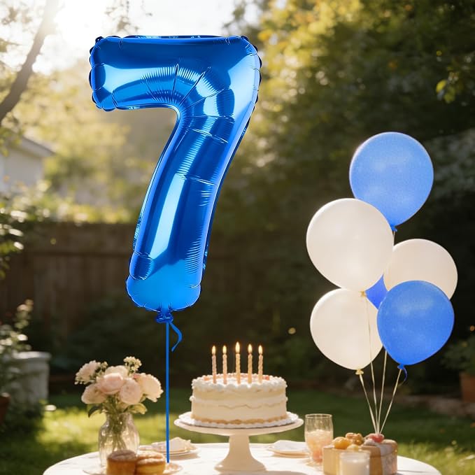 40 Inch Number 7 Balloons for 7th Birthday Party Decorations, 0-100 Dark Blue - Image 3