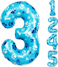 40 Inch Blue Dog Paw Birthday Balloons, Number 3 Balloons by AXBMM