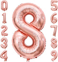 Rose Gold 8 Number Balloons, 40 Inch Big 8 Balloon Numbers Rose Gold 8 Foil by BBPOOL