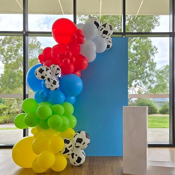 Red Yellow Blue Balloons, 12 Inch Cow Print Sky Blue Cloud Balloons and Red - Image 5