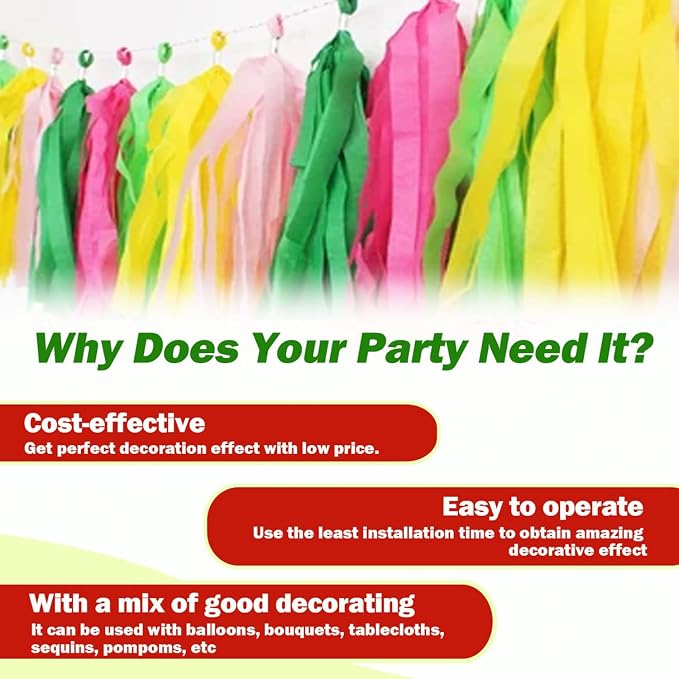 Light Yellow Tissue Paper Tassels Garland Banner - Image 3