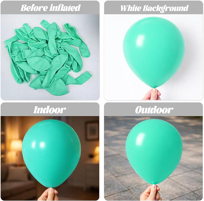 Voircoloria 105pcs Teal Party Latex Balloons, 12inch | - Image 3