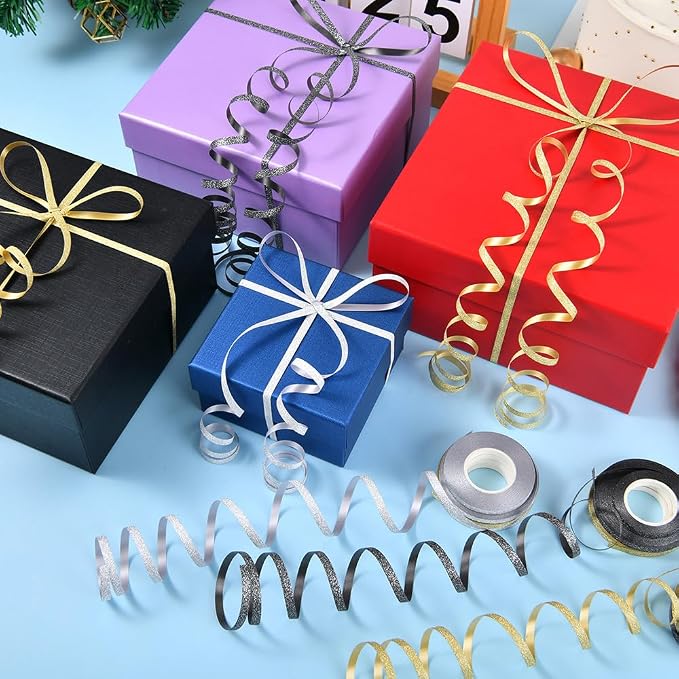 15 Rolls Curling Ribbons Black Silver Gold Glitter Curling Ribbon Balloon - Image 4