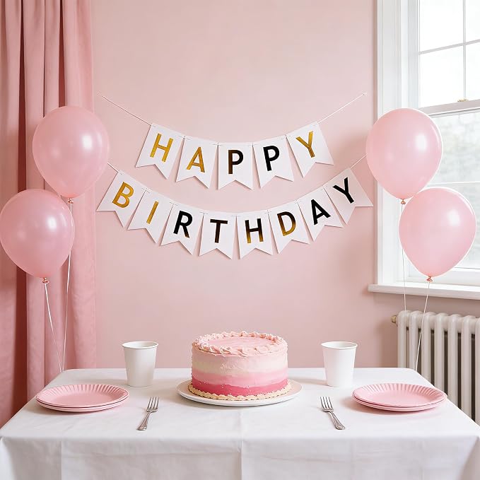 Happy Birthday Banner Sign Bunting Hanging Decorations - Image 4