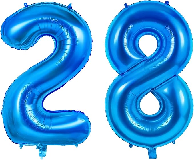 Number 28 Balloons for 28th Birthday Party Decorations, 0-100 Large No.28 by Joycard