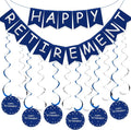 Retirement Party Decorations for Men Women Blue Silver Happy Retirement Banner by GuassLee