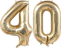 Champagne Gold 40 Balloon Number, 40 Inch Light Gold 40 Balloons Big Foil Mylar by BBPOOL